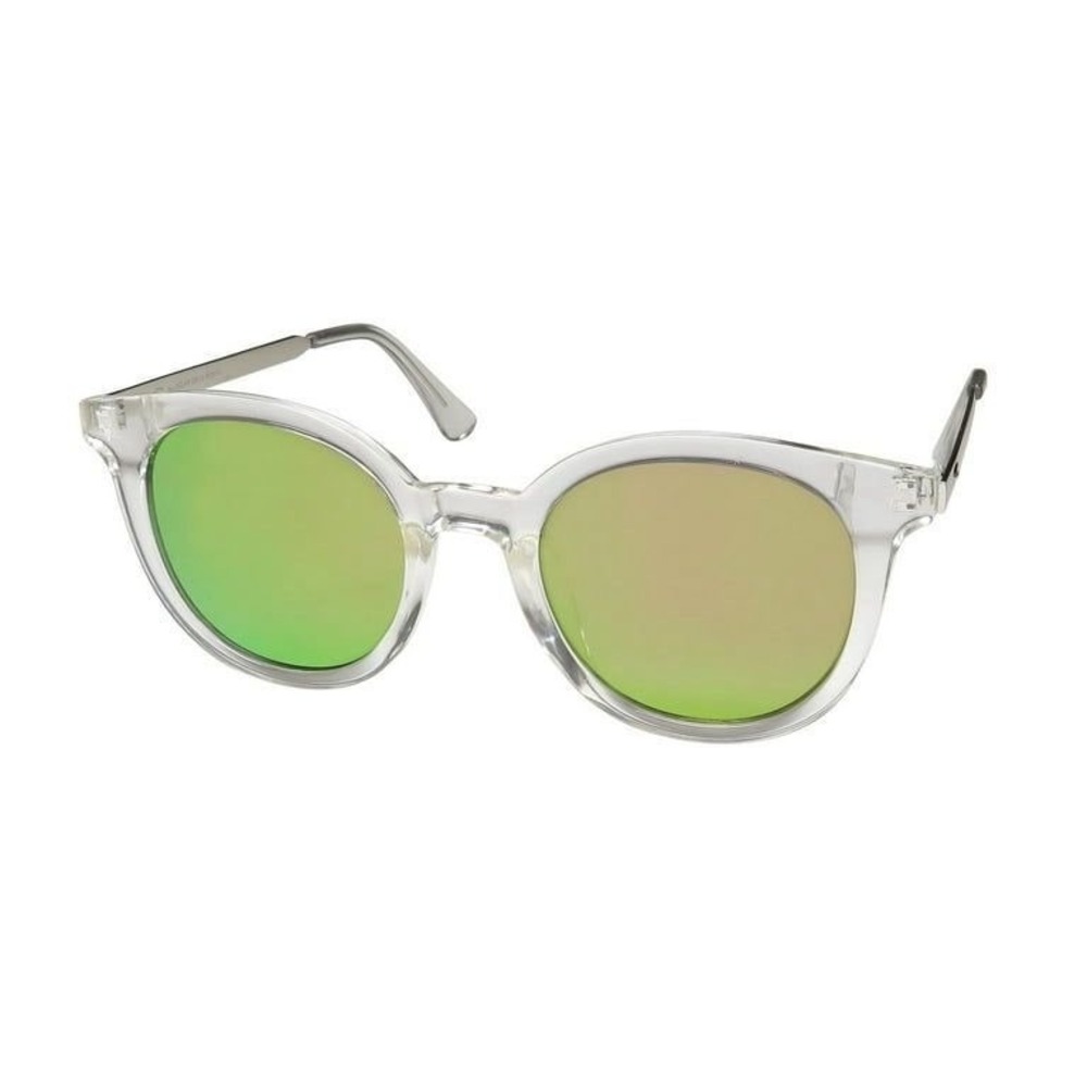 Oscar by Oscar de la Renta Sunglasses Clear Frame Pink Green Mirrored Lenses NEW